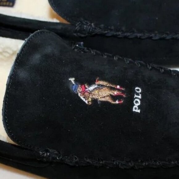 Ralph Lauren pony bear moccasin slippers black 10 ,,13-14 Size main image 5